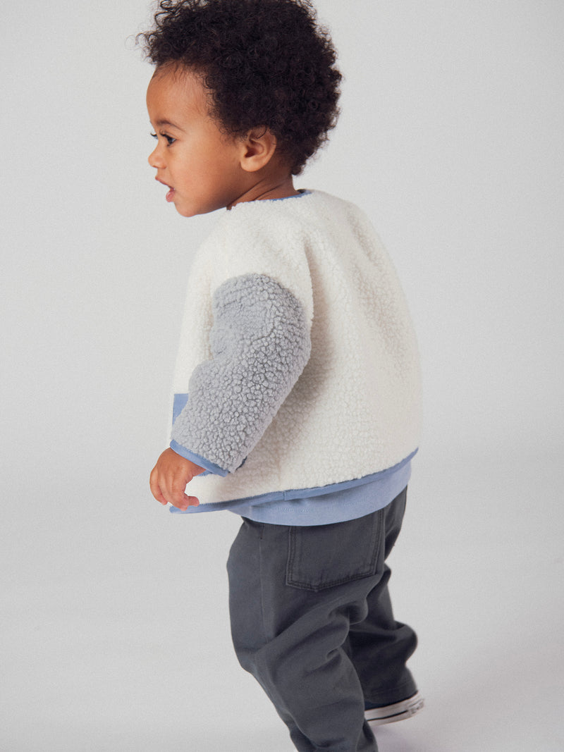 Cardigan moelleux bicolore "Dinosaure" pour bébé garçon