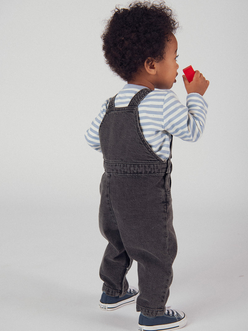 Salopette en jean gris "Dinosaure" pour bébé garçon