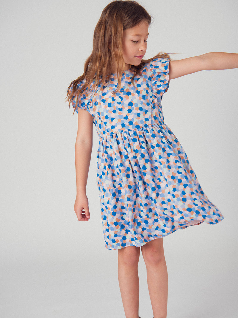 Robe imprimé a pois manches courtes pour fille