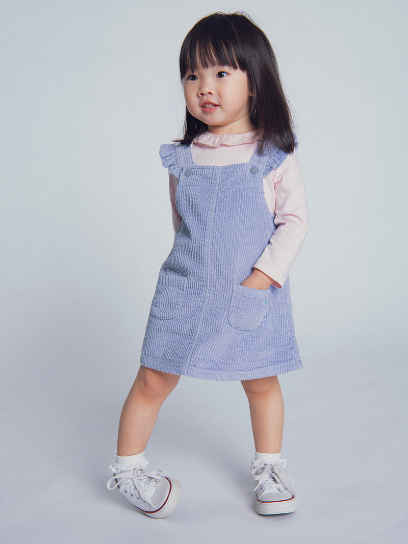 Robe chasuble en velours bleu pour bébé fille