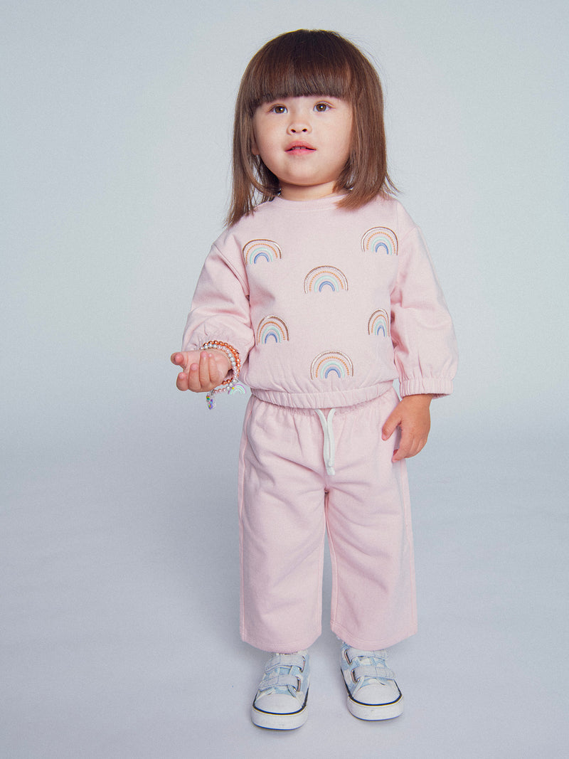 Ensemble sweat et pantalon rose "RAINBOW" pour bébé fille