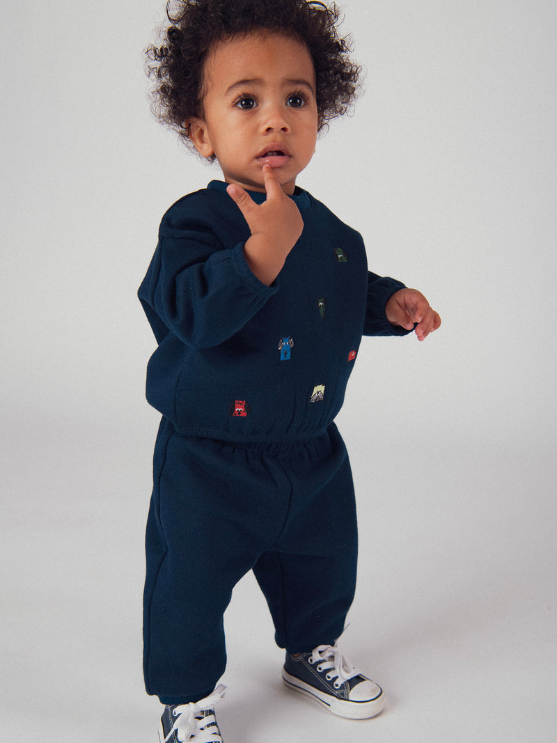 Ensemble sweat et pantalon bleu "ARTY SCHOOL" pour bébé garçon