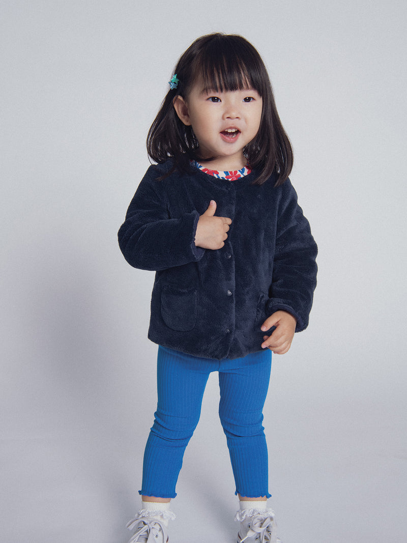 Cardigan réversible bleu marine "ARTY SCHOOL" pour bébé fille