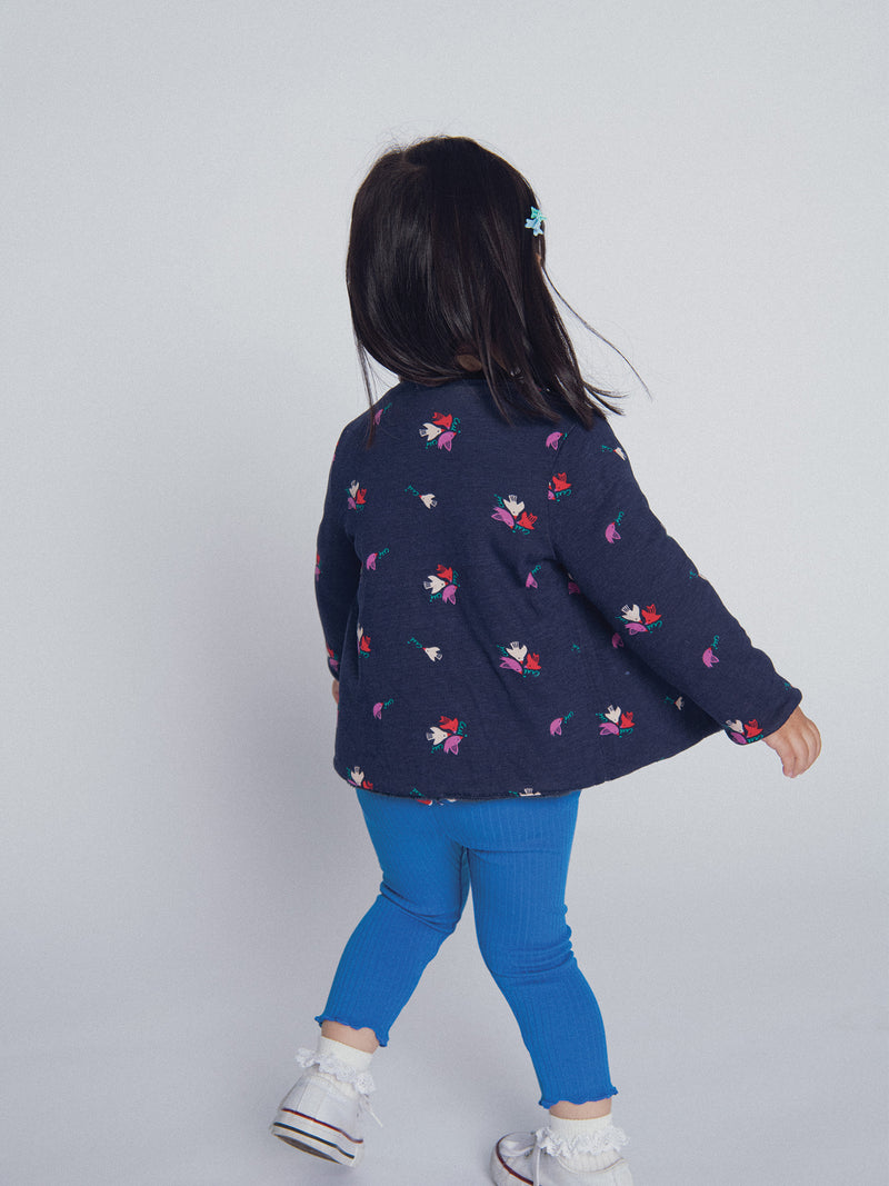 Cardigan réversible bleu marine "ARTY SCHOOL" pour bébé fille