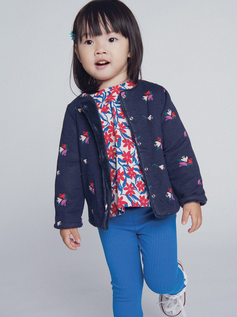 Cardigan réversible bleu marine "ARTY SCHOOL" pour bébé fille