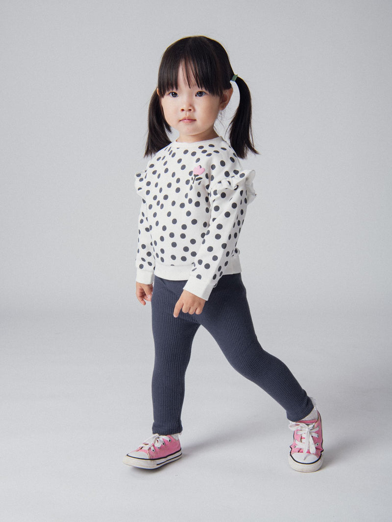 Ensemble sweatshirt à pois et legging côtelé pour bébé fille
