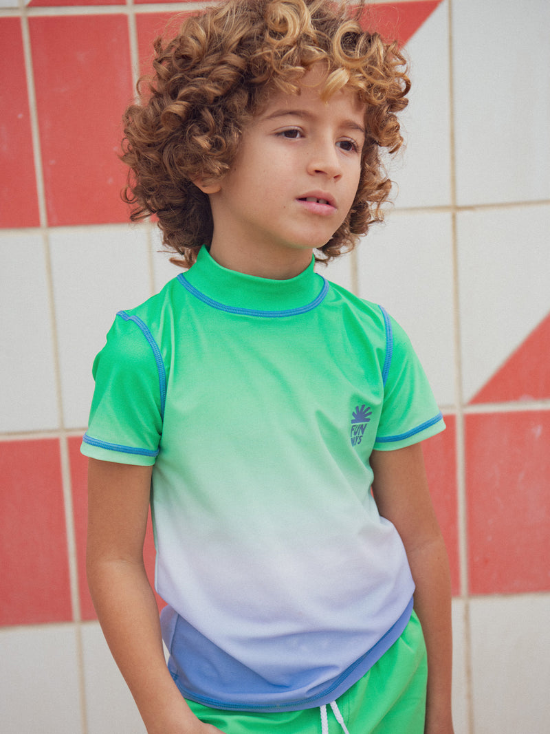 Tee shirt de bain UPF 50+ tie&dye bicolore pour garçon