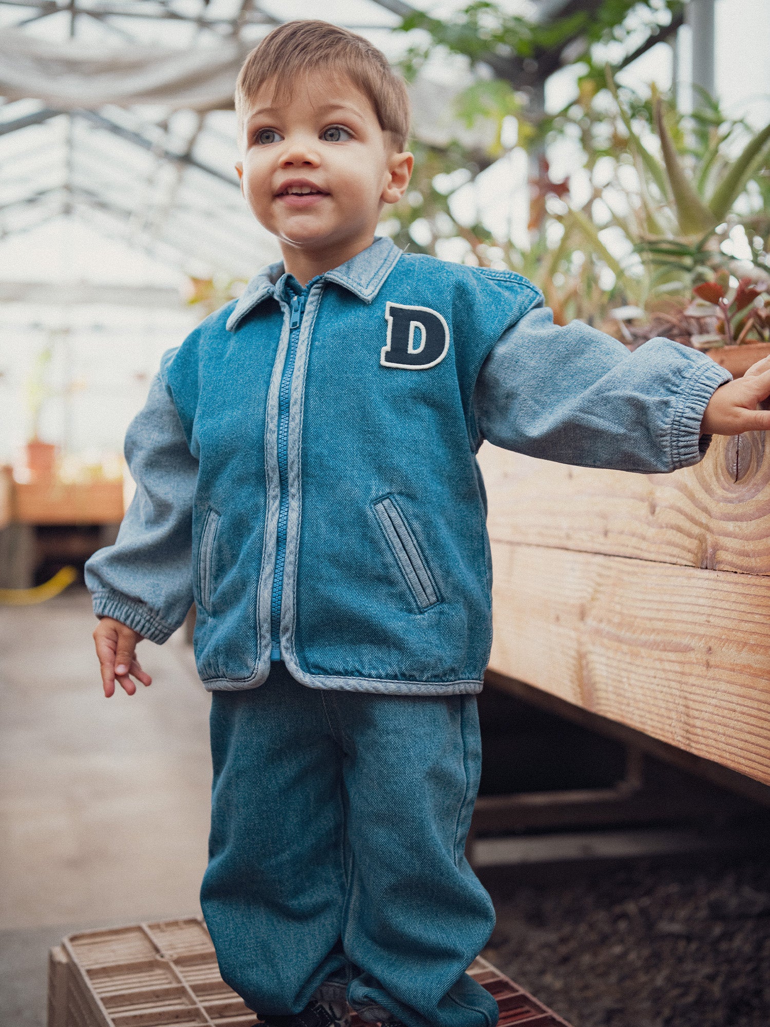 Bomber en denim avec patch "D" pour bébé garçon