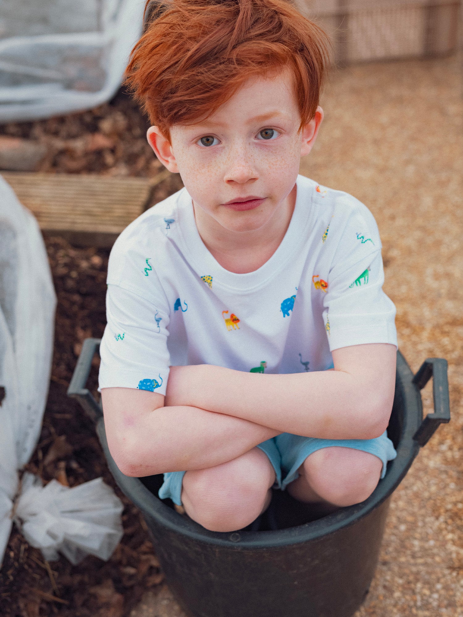 T-shirt blanc imprimé animaux pour garçon