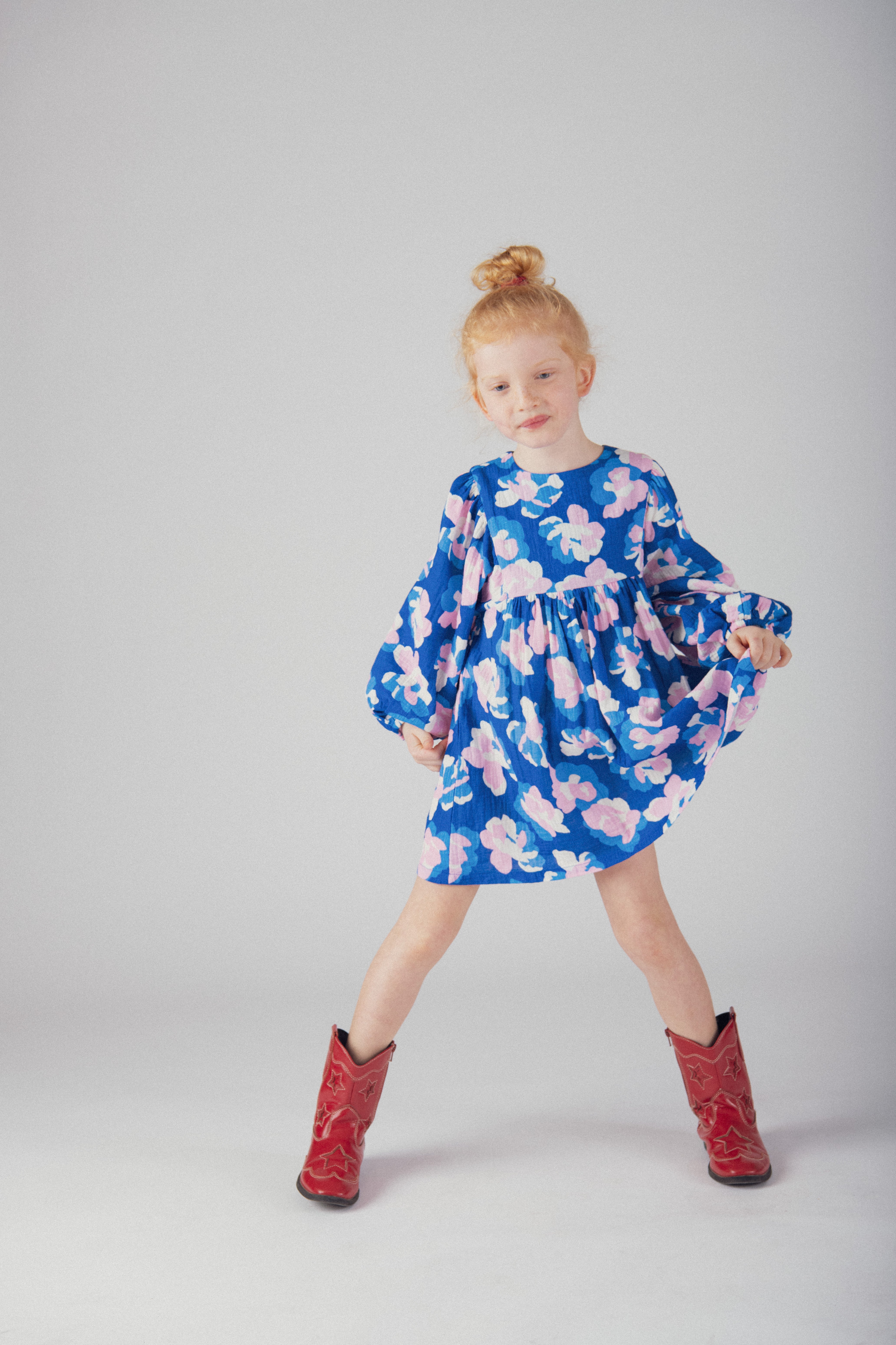 Robe bleue imprimé floral pour fille