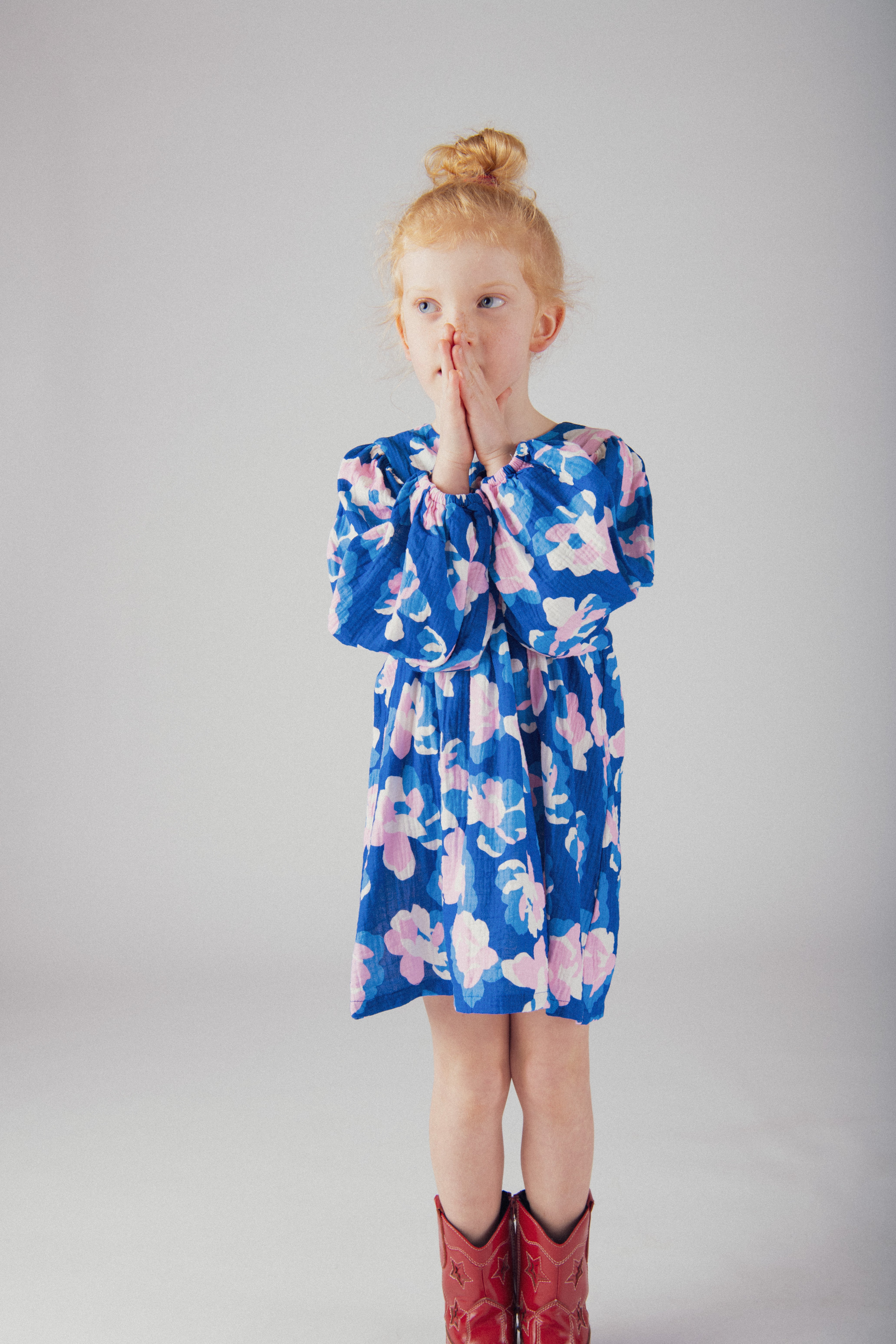 Robe bleue imprimé floral pour fille