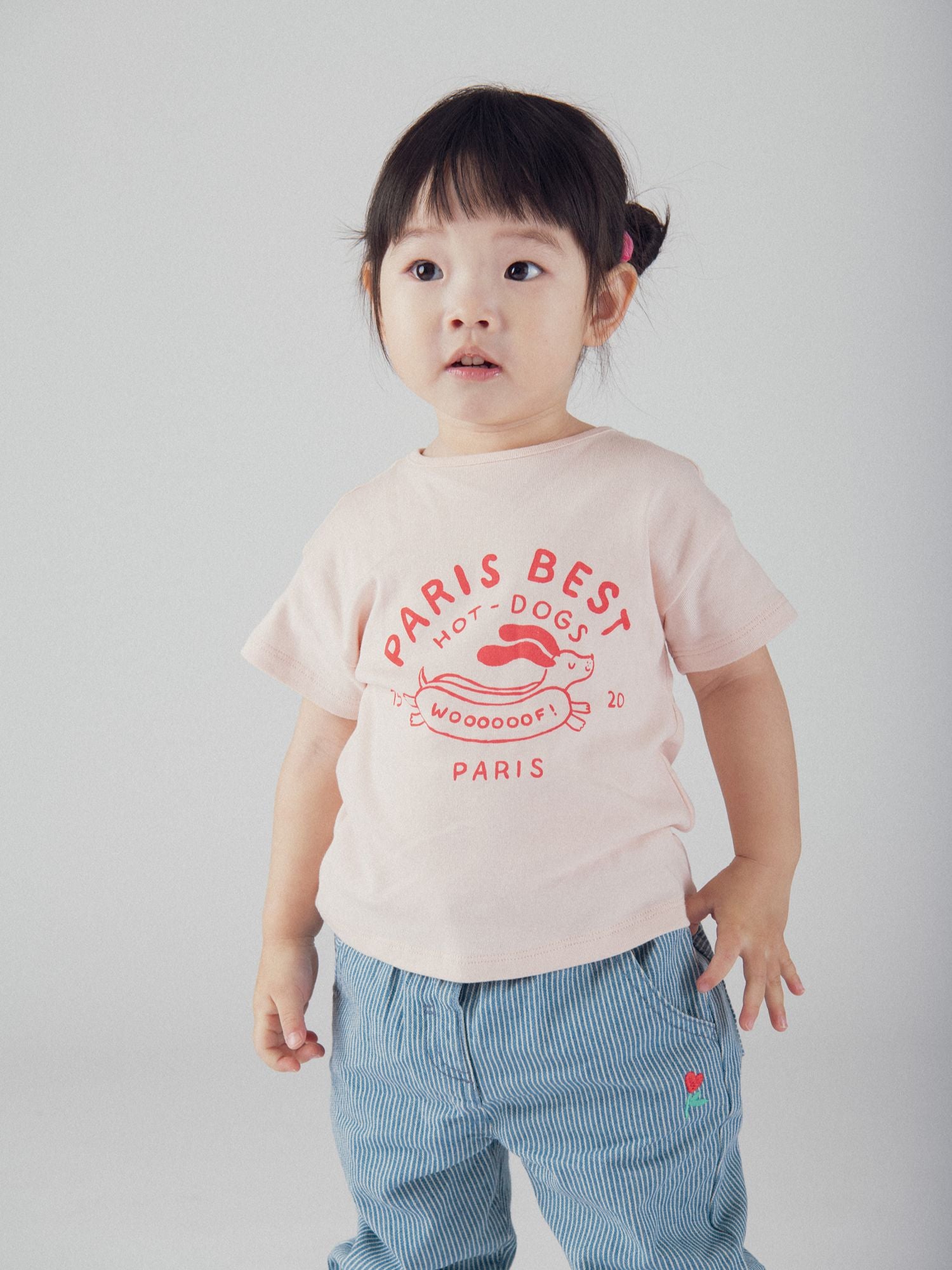 T-shirt rose motif "Paris Hot-Dogs" pour bébé fille