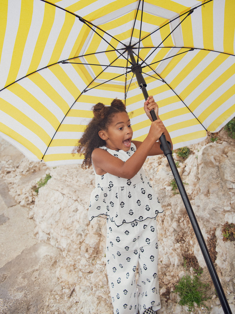Pantalon écrue à imprimé fleurs pour fille