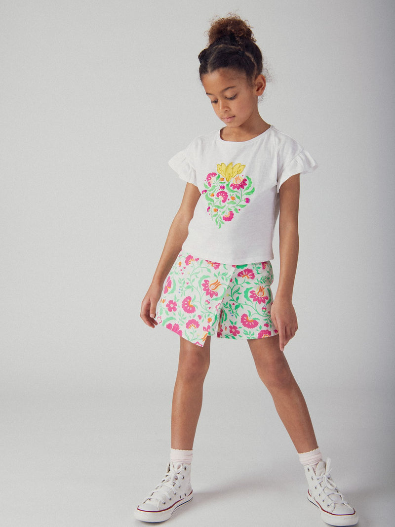T-shirt blanc animation coeur pour fille