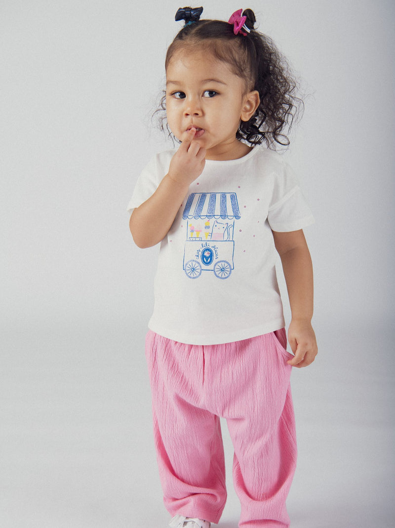 Tee-shirt écru "Marchand de glaces" pour bébé fille
