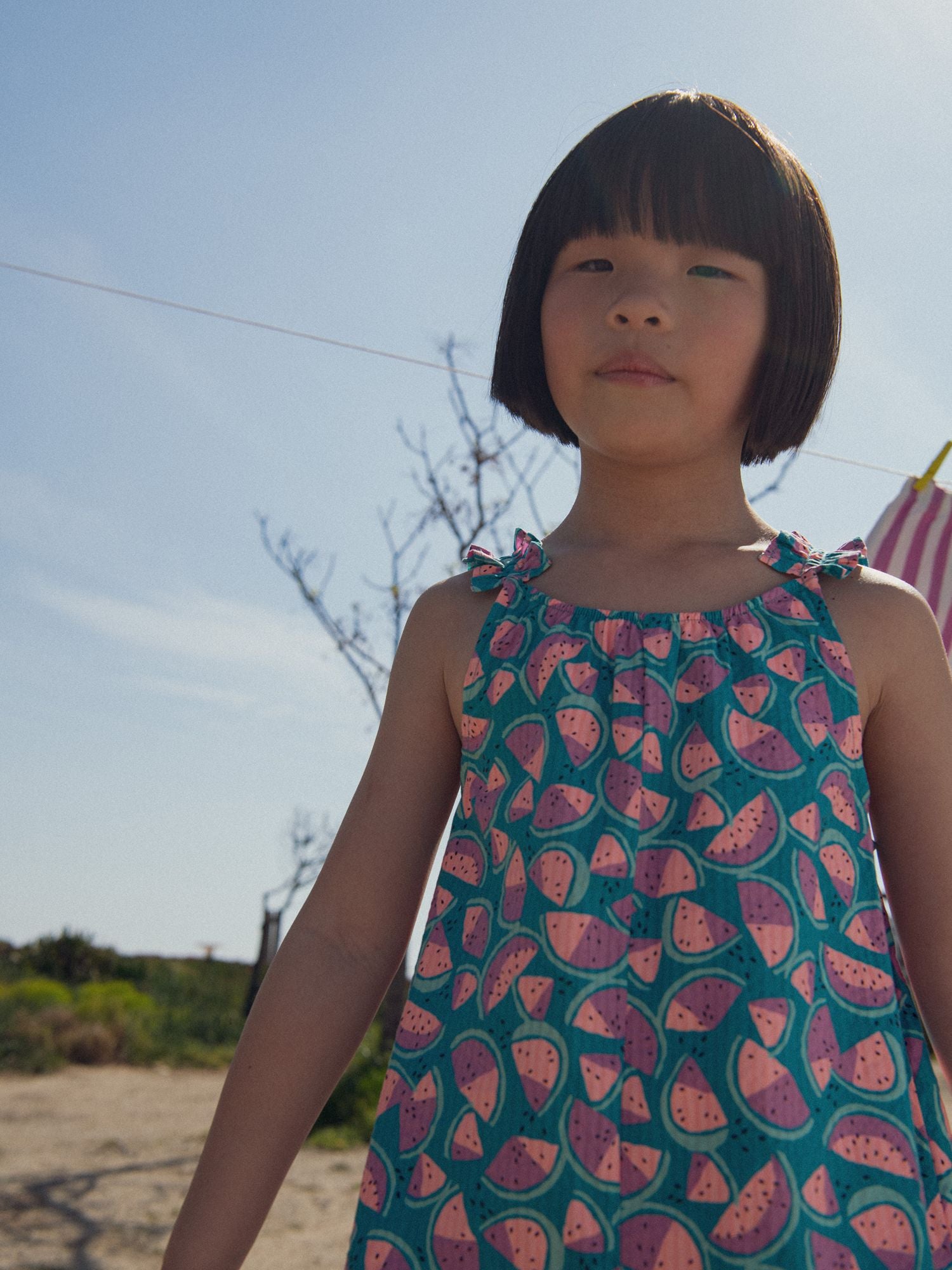 Combinaison bleu imprimé pastèques pour fille