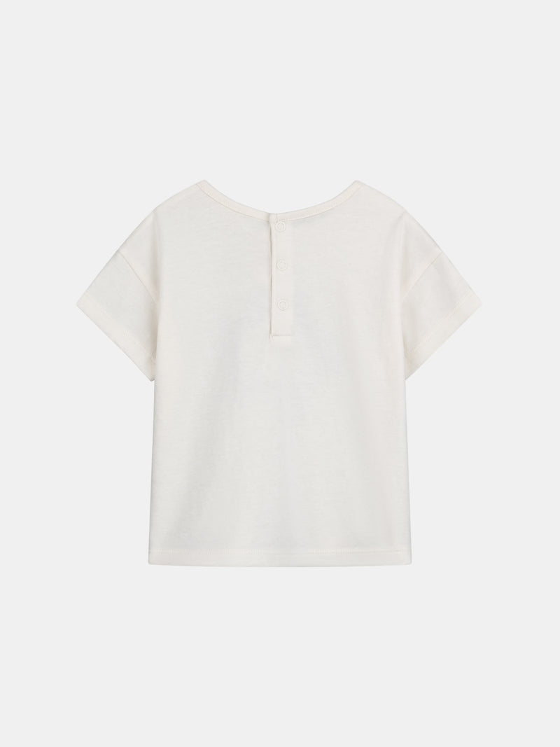 Tee-shirt écru à motif fleur pour bébé fille