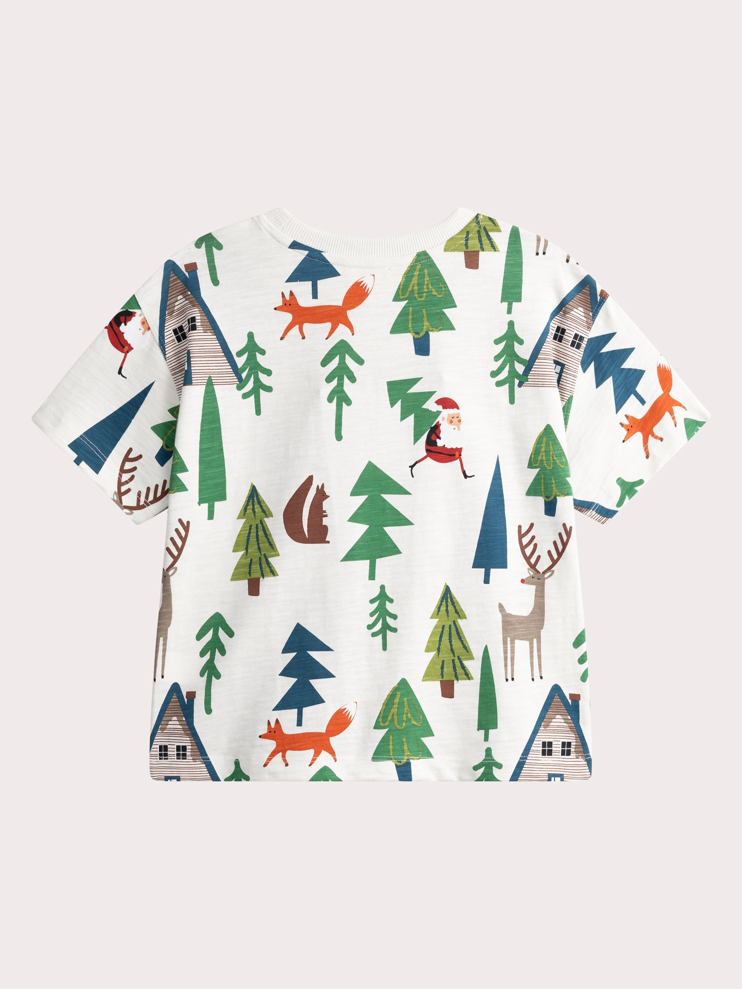 T-shirt manches courtes écru imprimé Noël pour garçon