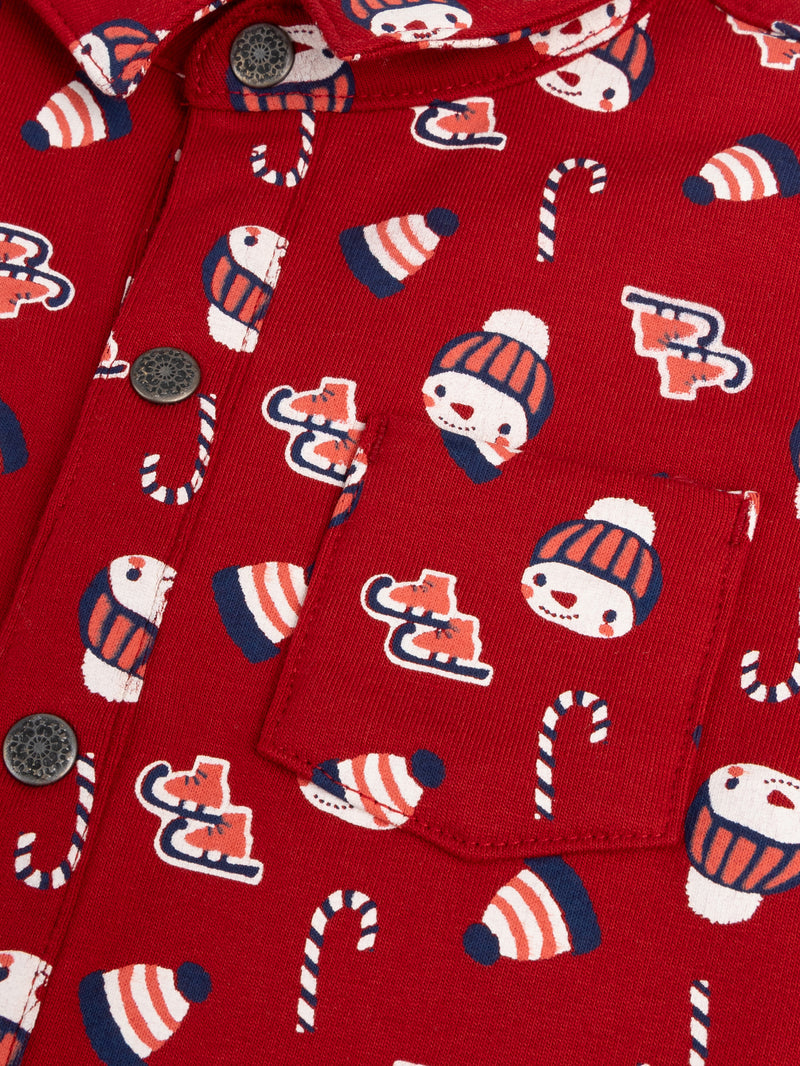Chemise manches courtes à imprimé hivernal pour bébé garçon
