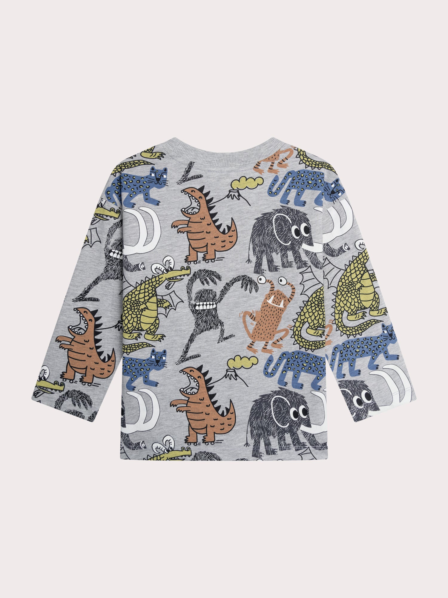 T-shirt gris chiné imprimé animaux et monstres