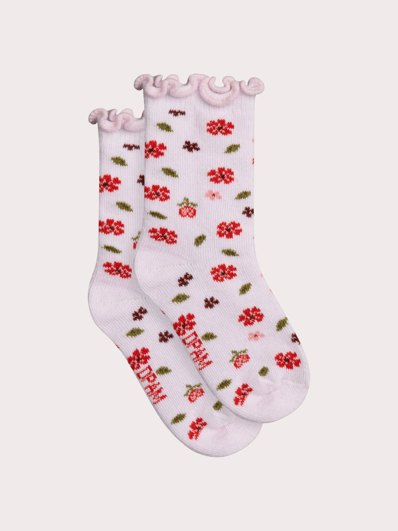 Chaussettes roses à fleurs pour bébé fille