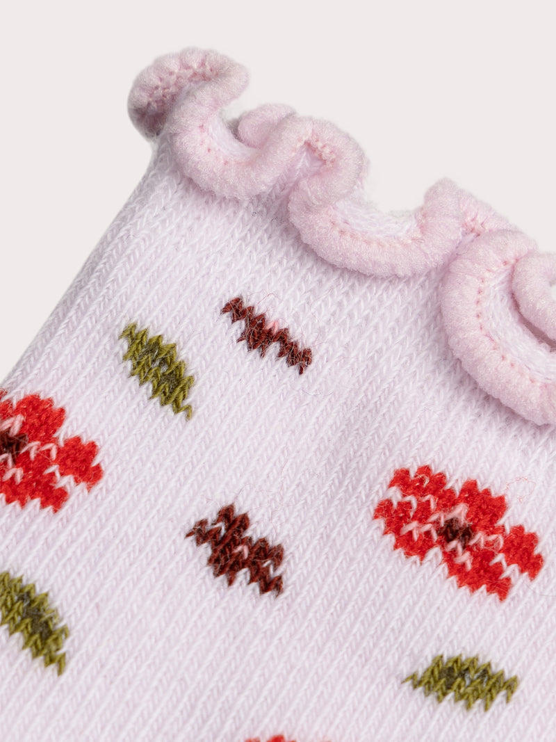 Chaussettes roses à fleurs pour bébé fille