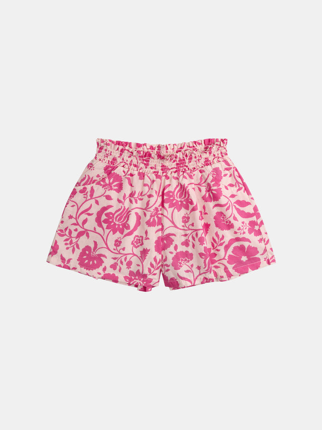 Short rosé à imprimé floral pour fille