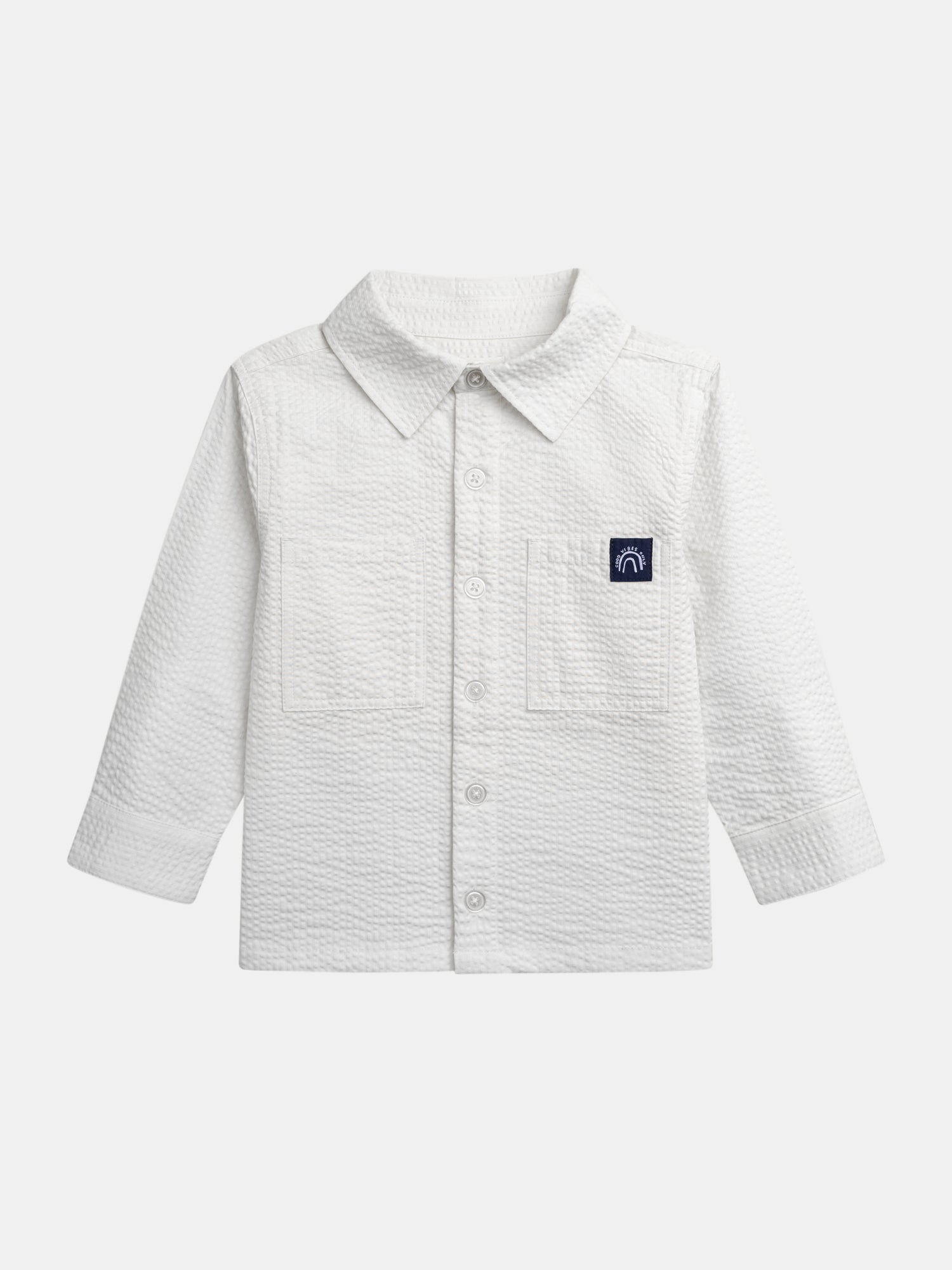Chemise blanc cassé texturée à poches pour garçon