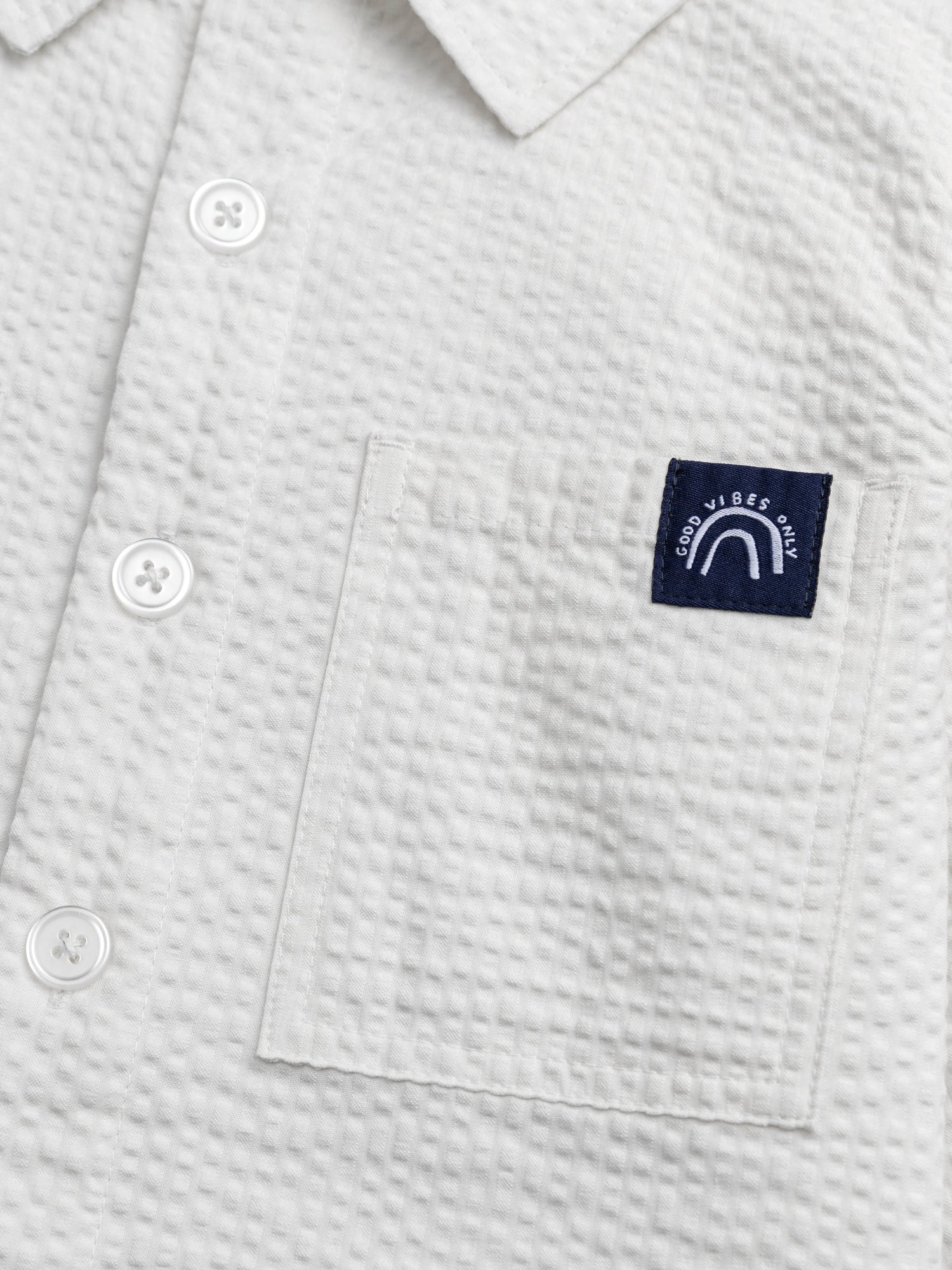 Chemise blanc cassé texturée à poches pour garçon