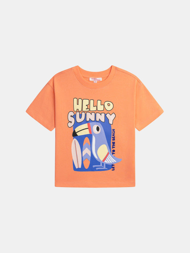 T-shirt orange animation Toucan pour garçon