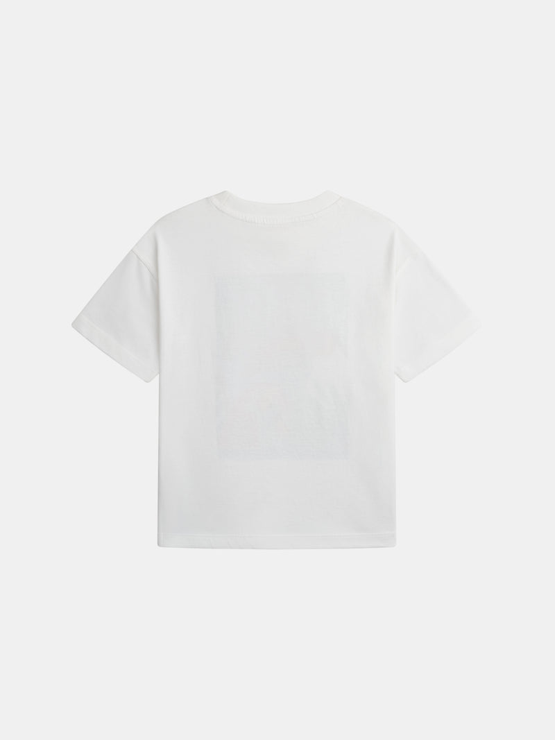 Ensemble t-shirt écru et short rouge avec animation pour garçon