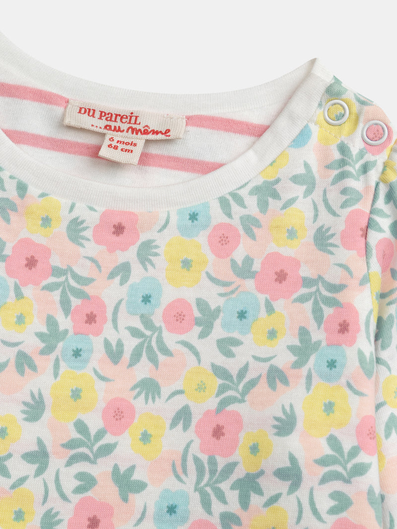 T-shirt réversible motif fleurs pastel pour bébé fille