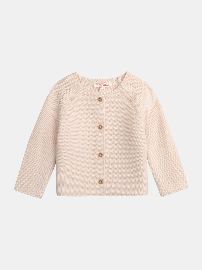 Cardigan en tricot rose poudré pour bébé fille