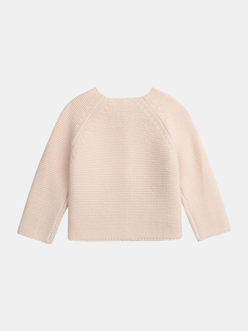 Cardigan en tricot rose poudré pour bébé fille