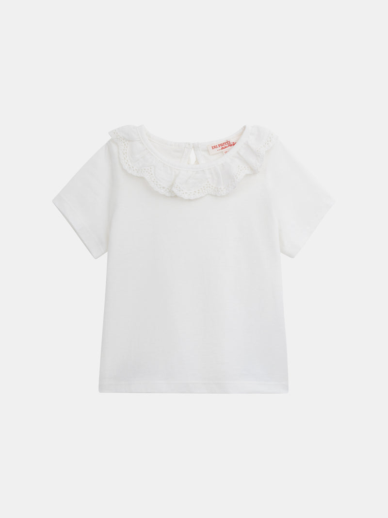 Brassière écru à col dentelle pour bébé fille