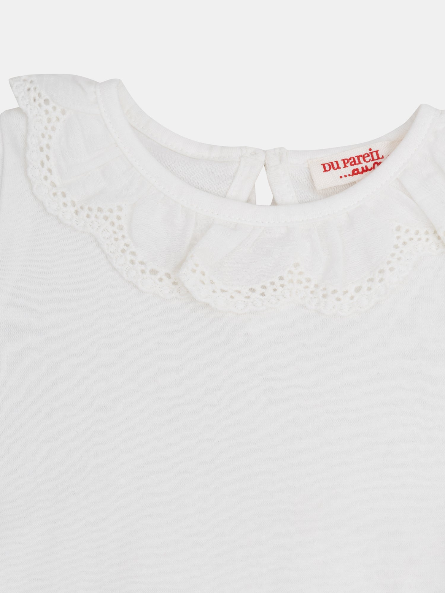 Brassière rose poudré à col brodé et volanté pour bébé fille