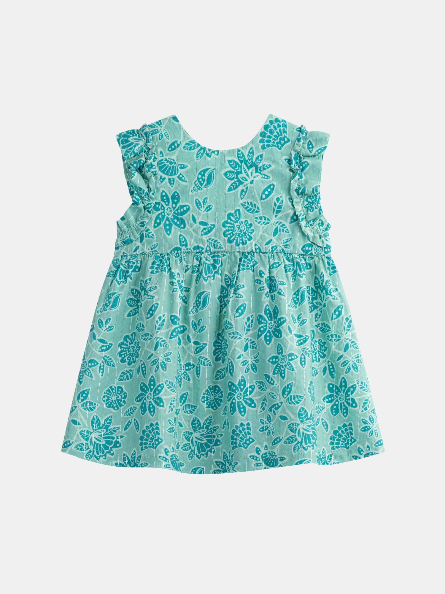 Robe vert d'eau à imprimé floral intégral pour bébé fille