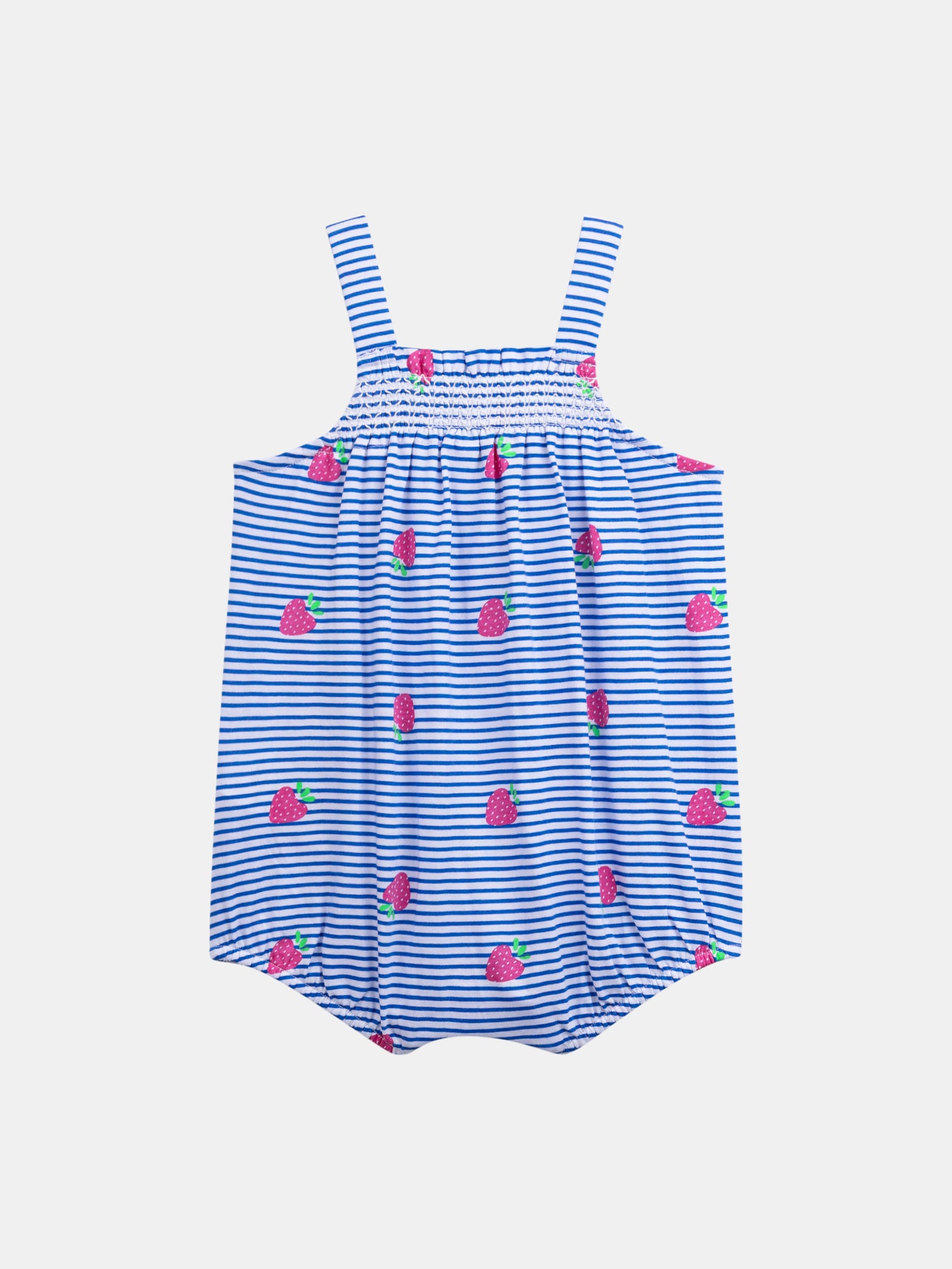 Barboteuse bleu et blanc à rayures et imprimé fraises Bleu et blanc pour bébé fille