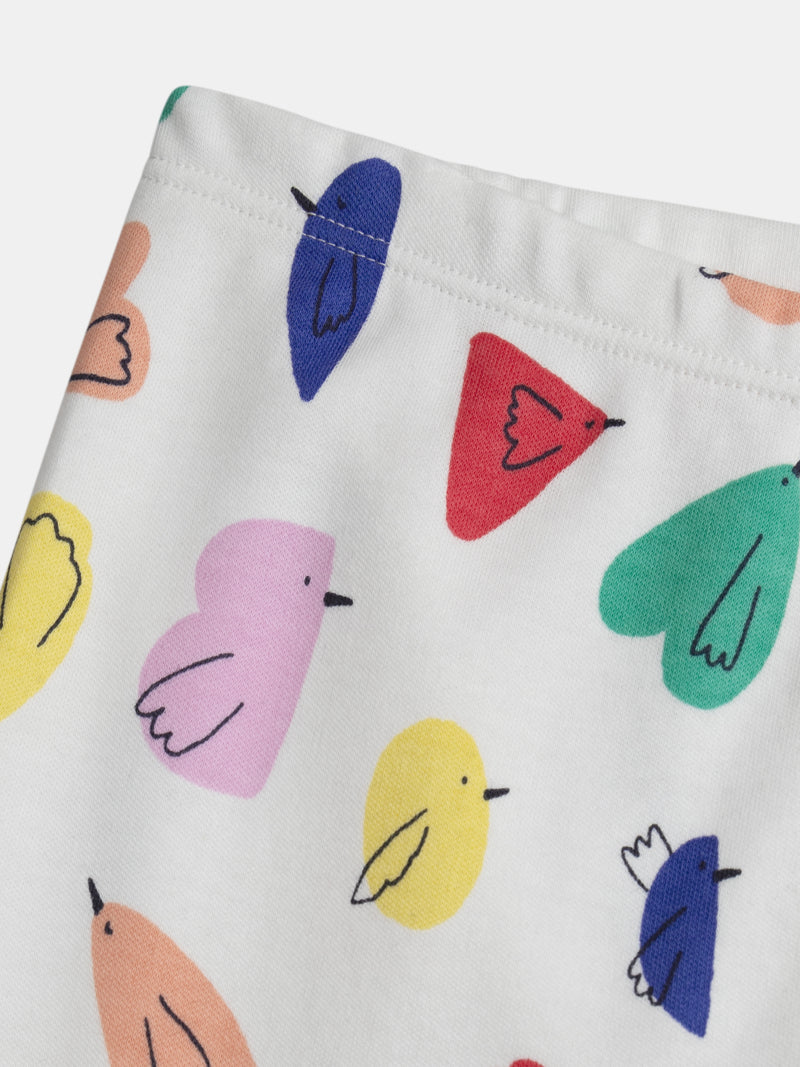 Pyjama écru imprimé all-over oiseaux pour fille