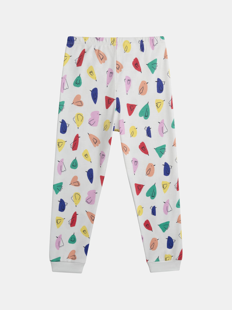 Pyjama écru imprimé all-over oiseaux pour fille