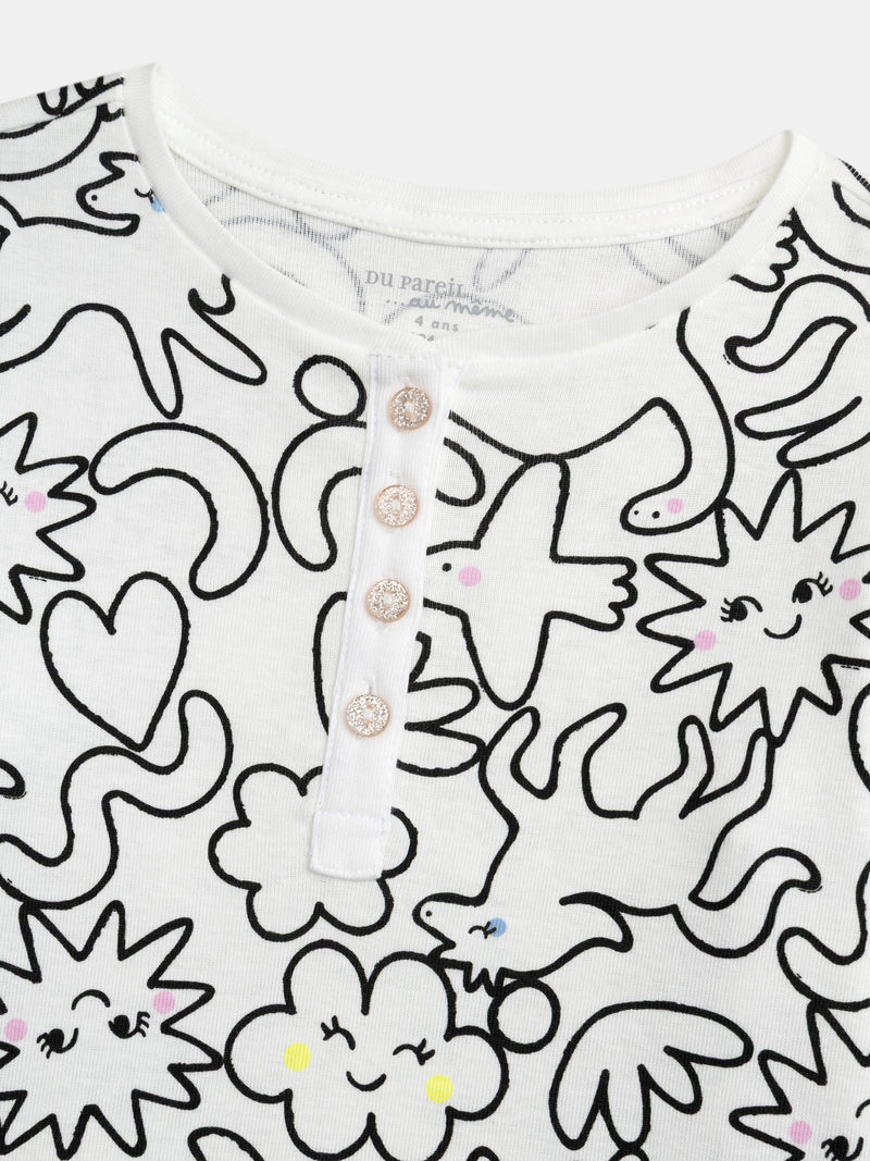 Pyjama écru long avec imprimé intégral "DREAM" pour enfant fille