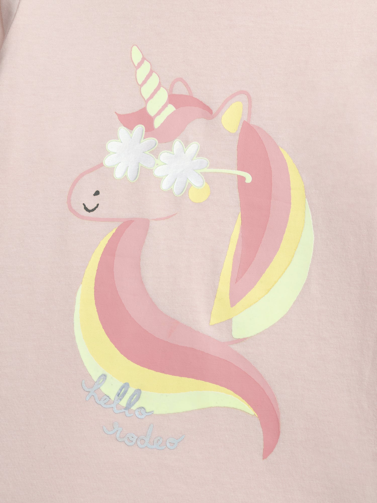 Pyjama long phosphorescent  rose poudré à motif licorne pour enfant fille