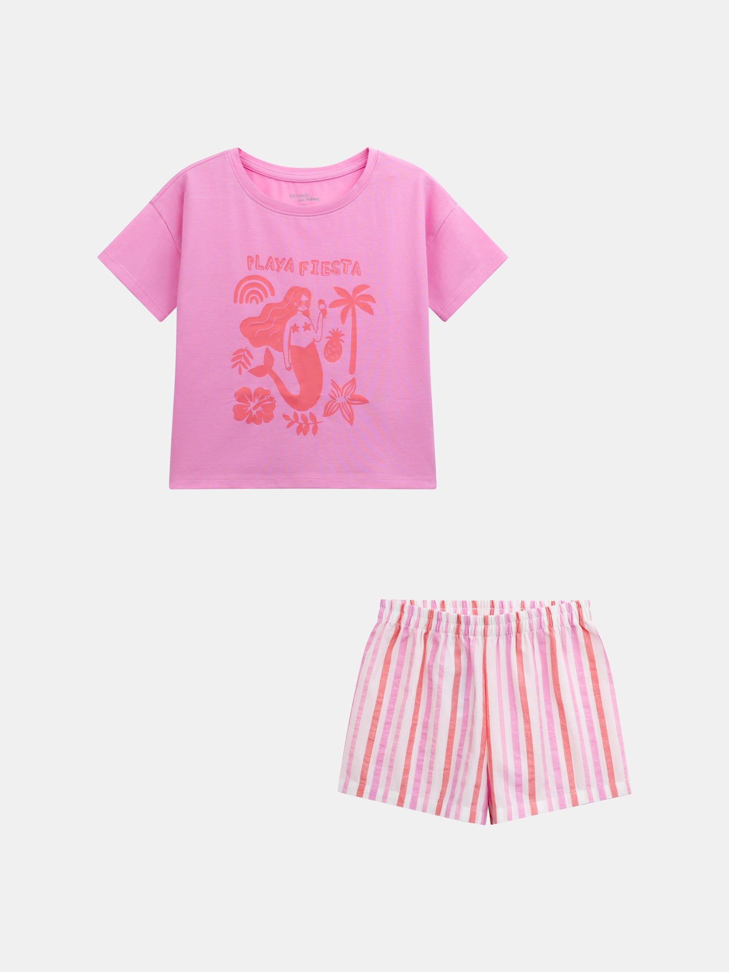 Pyjama court rose avec imprimé "Playa Fiesta" pour enfant fille