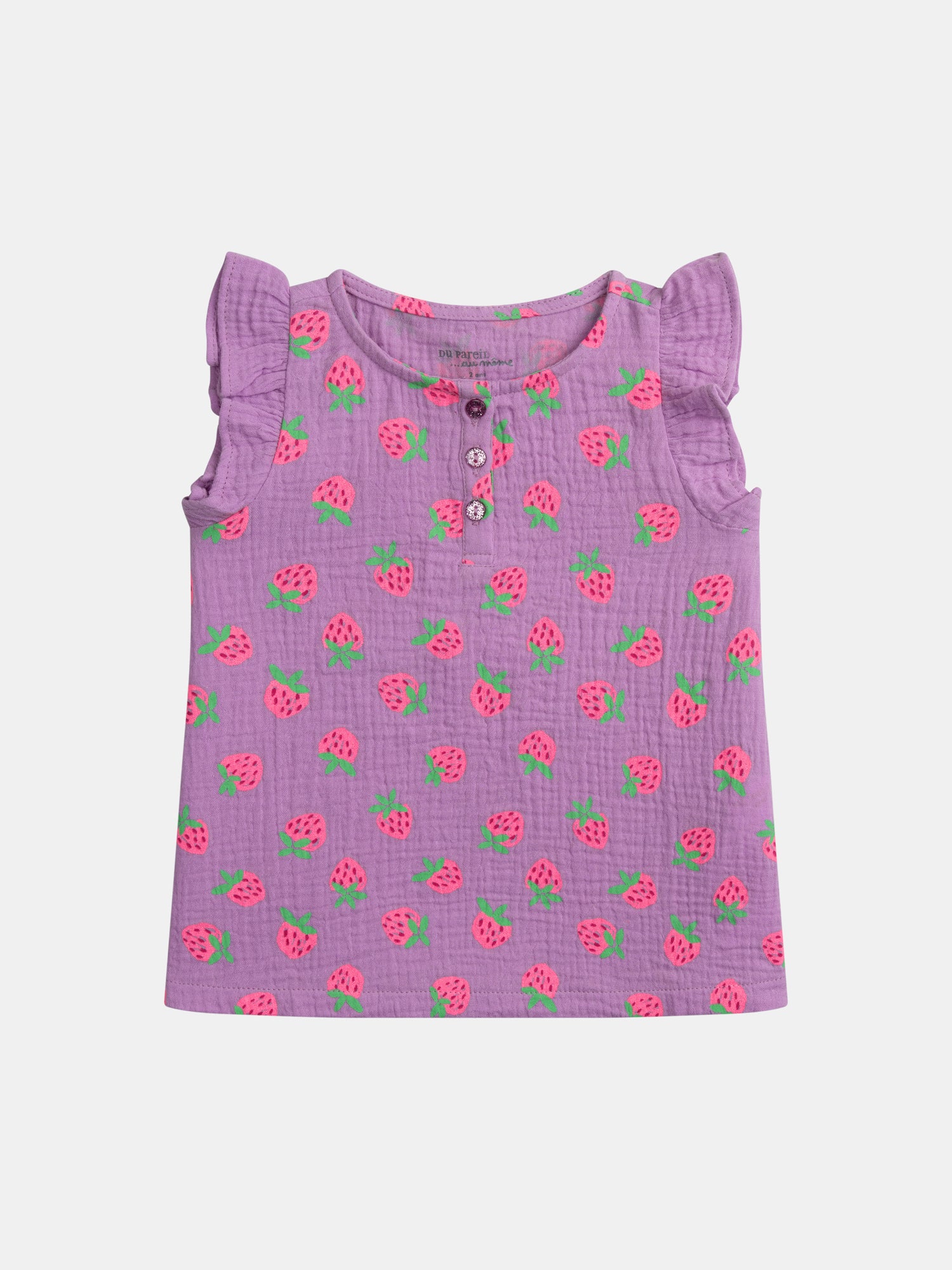 Pyjama court violet imprimé "Fraises Gourmandes" pour enfant fille