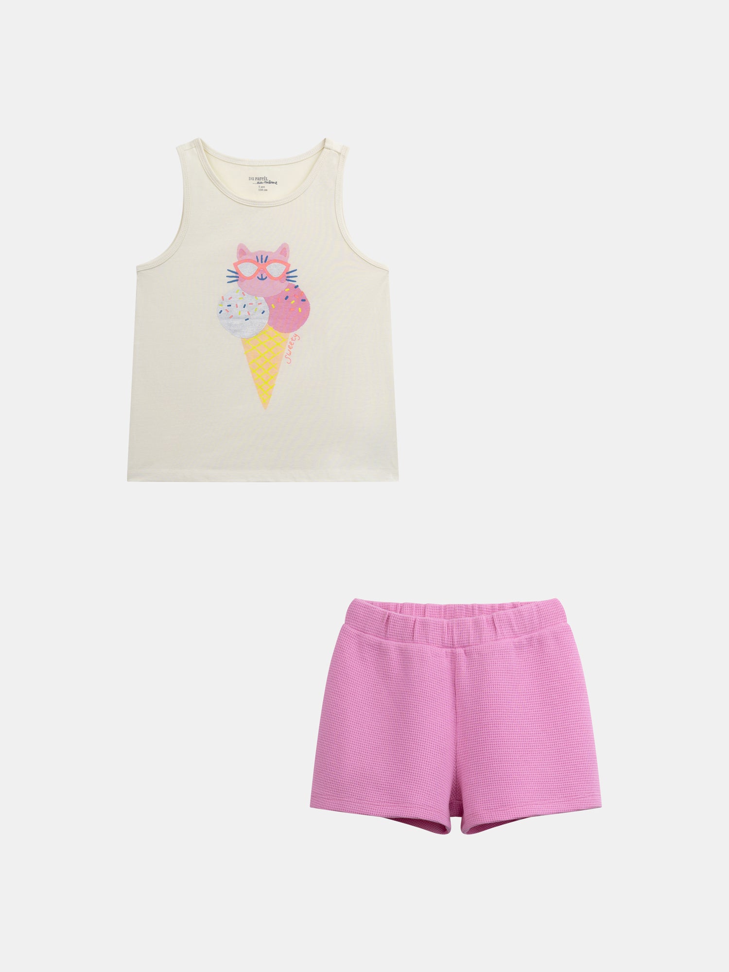 Pyjama débardeur avec imprimé "Ice Cream Cat" pour enfant fille