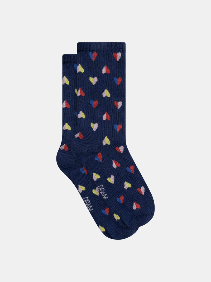 Chaussettes marine à cœurs pour fille