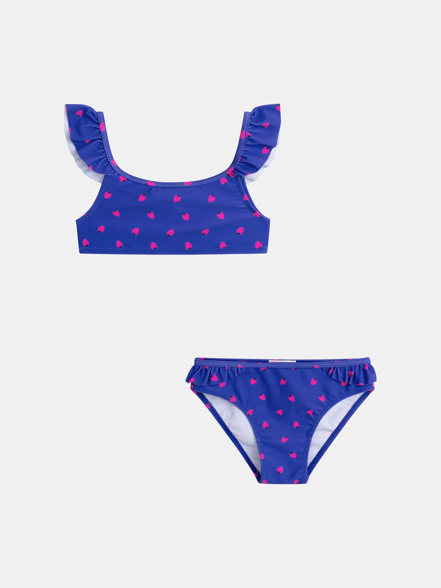 Maillot de bain bleu  2 pièces imprimé fraise pour fille