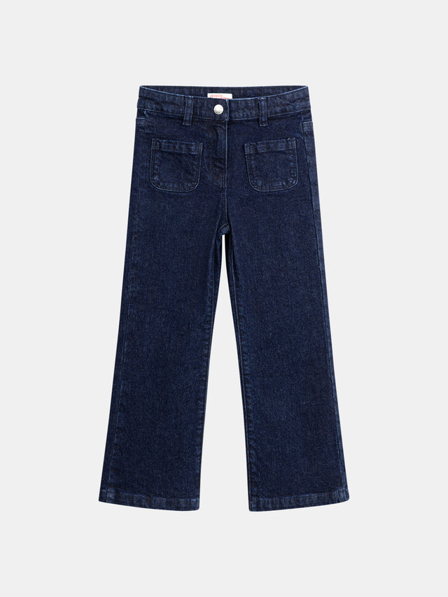Jean en denim bleu foncé a poches pour fille