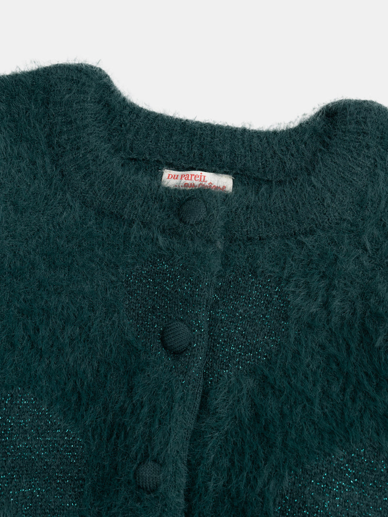 Cardigan vert a détails coeurs pour fille