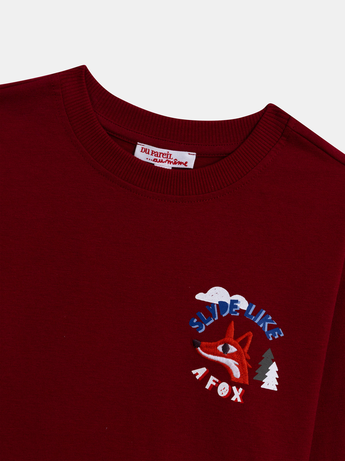 T-shirt grenat animation renard pour garçon
